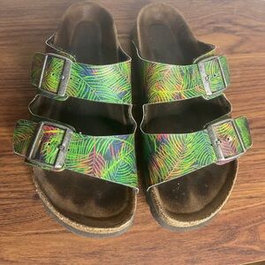 Birkenstock Papillio Arizona Sandal in Tropical Leaf Sz EU39/US 8.5 Palm Tree